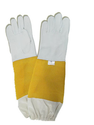 comprar Guantes blancos de piel de oveja de calidad profesional para apicultura con manguito ventilado de 470 mm a 500 mm de longitud fabricación en línea