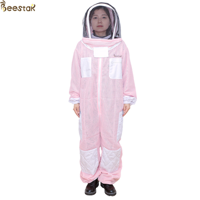 comprar Traje de apicultura de tres capas ventilado con velo rosa Vestido de apicultura de alta calidad de seguridad general Vestidos para apicultores fabricación en línea