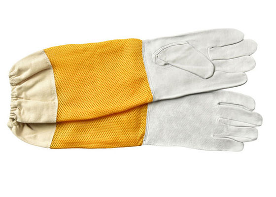 comprar Guantes apícolas de piel de oveja con protección contra las rejas de aire acondicionado amarillo fabricación en línea