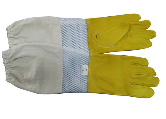 comprar Guantes amarillos de la seguridad para la apicultura con la muñeca ventilada blanca fabricación en línea