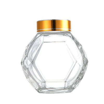comprar Tapa negra roja del metal de Honey Bottle With Golden Silver del hexágono de cristal de 200ML 380ML fabricación en línea