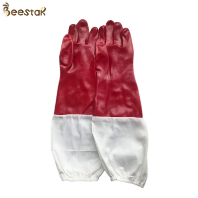 comprar Guantes de goma rojos de la apicultura de la manga del paño de Honey Bee Gloves With White fabricación en línea