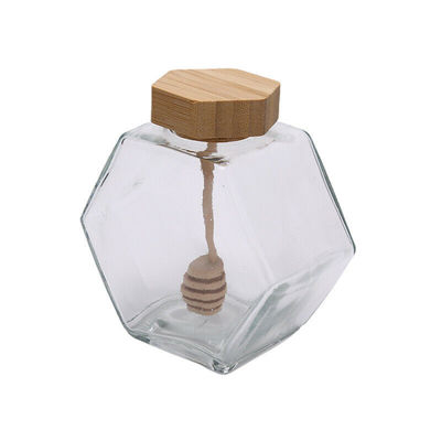 Botellas y tarros de cristal del almacenamiento del tarro de la salsa de Honey Jar And Spoon Jam del claro 380ML
